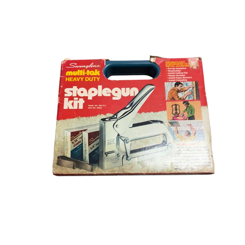 Vintage Swingline Multi-Tak 800X Heavy Duty Staple Gun Kit Chrome Case 80022